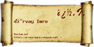 Árvay Imre névjegykártya