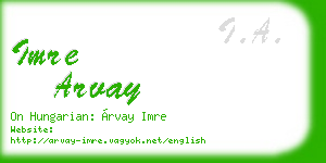 imre arvay business card